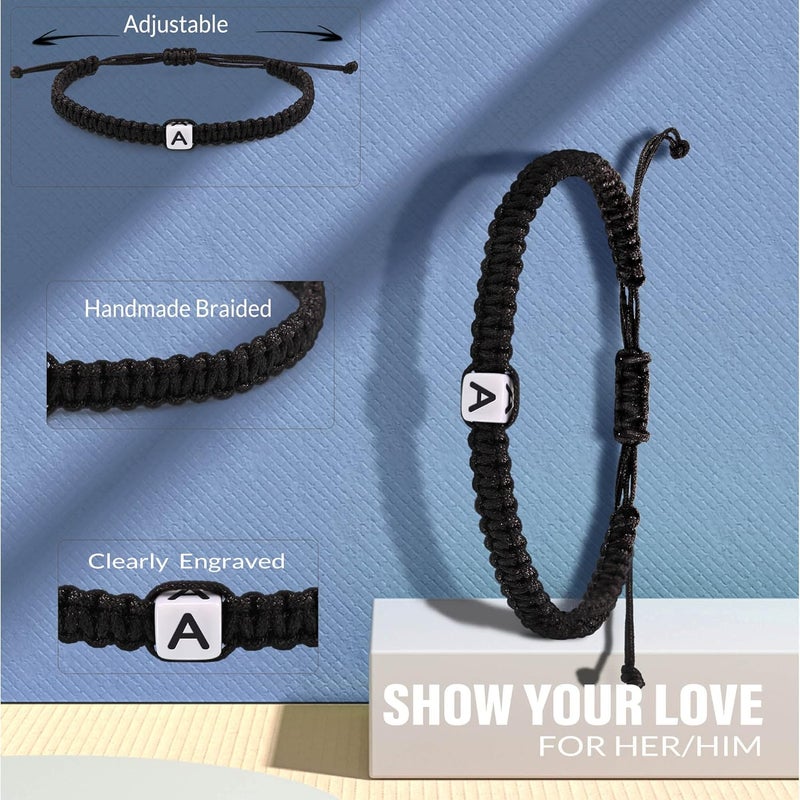 Btysun Initial Bracelets for Women Men Gifts for Her Teen Girl Best Friend Birthday Graduation Dainty Braided Bracelets Letter A-Z Charm Adjustable Link Mother's Day Jewelry Mom Christmas Gifts Valentine's Day Jewelry - Image 2